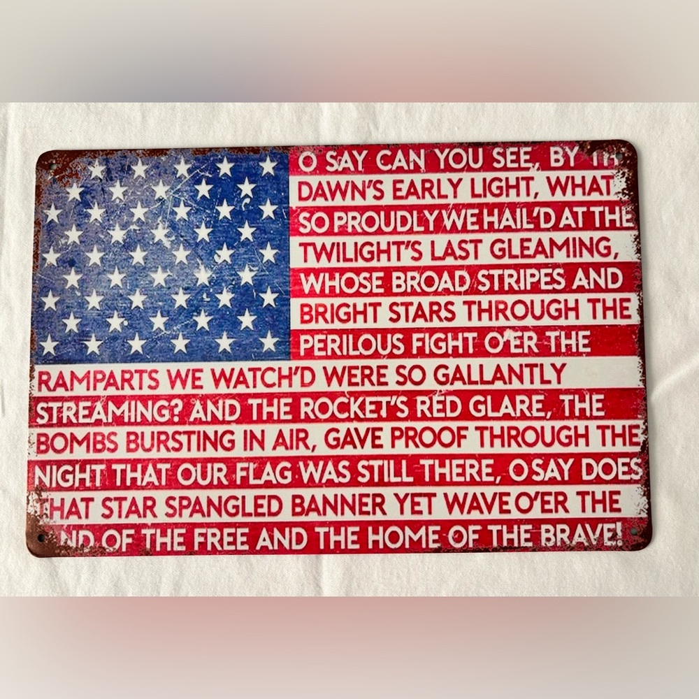 NEW Rustic American Flag Metal Novelty Plate – Star-Spangled Banner